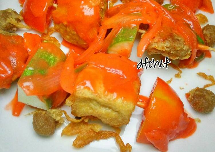 gambar untuk resep makanan Sate tahu dan bakso goreng