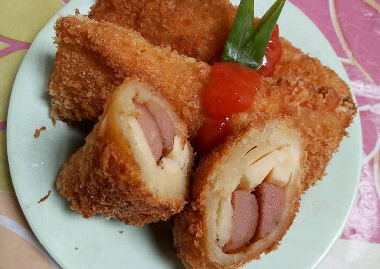 resep makanan Roti Goreng Gulung Sosis