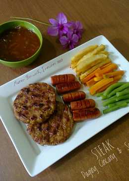 Steak daging cincang dan sosis