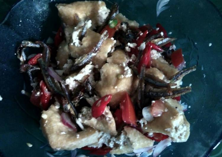 Tahu penyet ikan kering sambal matah recipe main photo