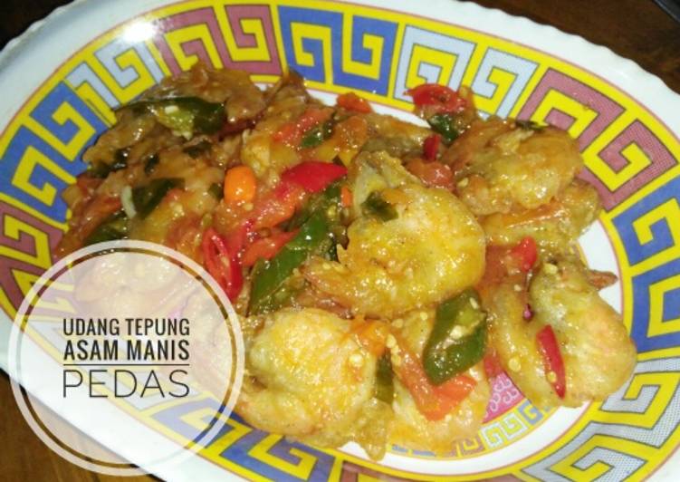 Resep Udang tepung asam manis pedas?? Oleh Febriyanti D