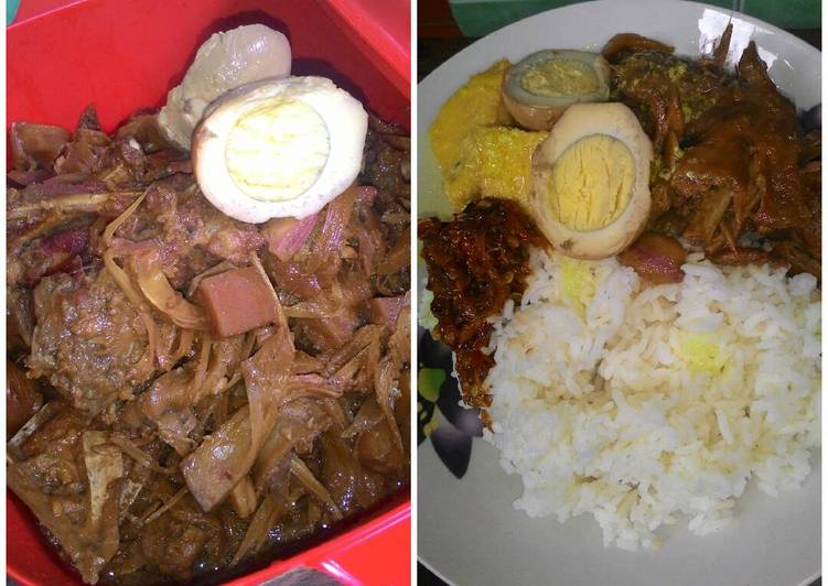 resep lengkap untuk Gudeg special tanpa daun jati dan teh