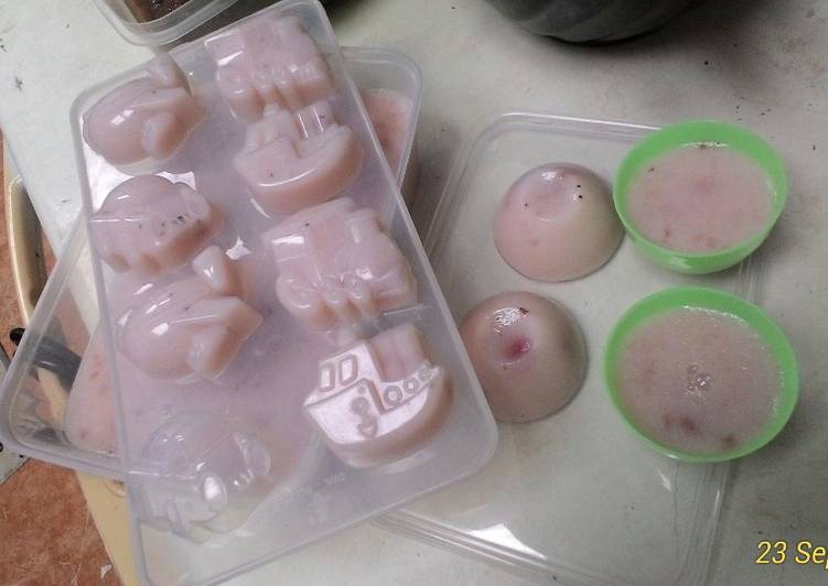 cara membuat Accidentally milky jelly stroberi