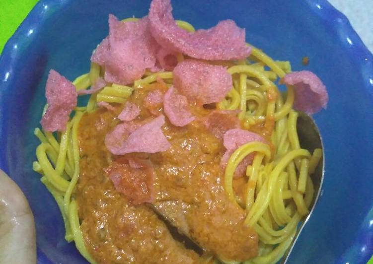 resep Mie caluk (mie lidi)