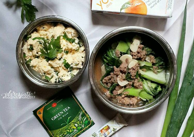 resep makanan Bekal: Gyeran Jjim dan Tumis Pokcoy diet debm/keto #PR_AsianFood