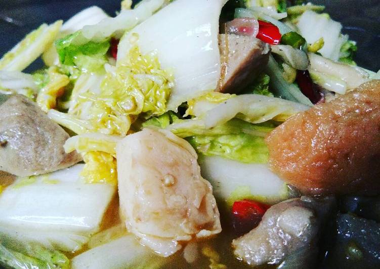 resep makanan Tumis sapi (sawi putih bakso sapi)