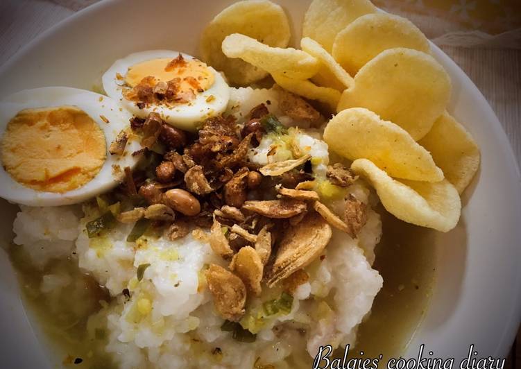 bahan dan cara membuat Bubur Ayam kuah kuning