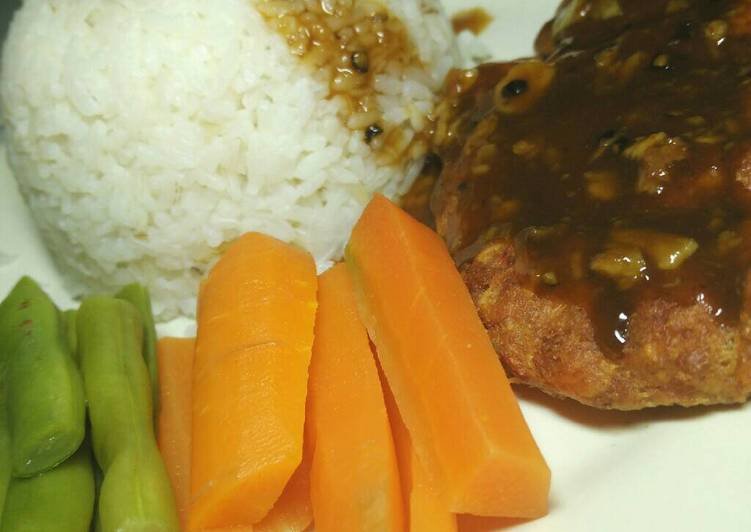 Resep Steak Tempe Cornet saus lada hitam(saori)