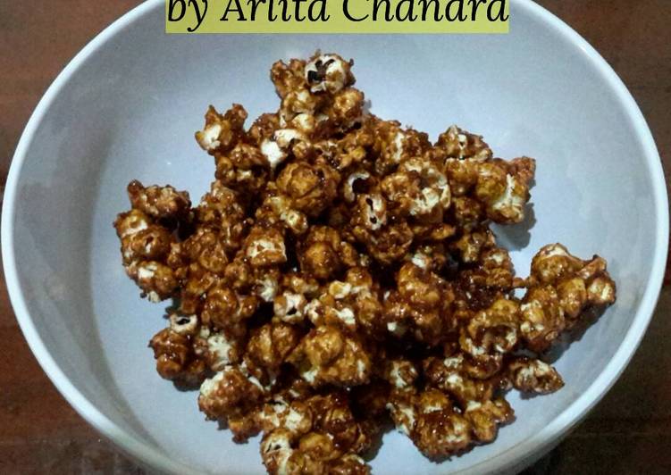 resep lengkap untuk Popcorn caramel homemade