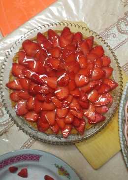 Pie susu teflon topping strawberry simple