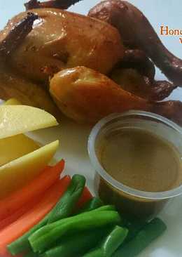 Honey Roasted Chicken with Blackpaper sauce 