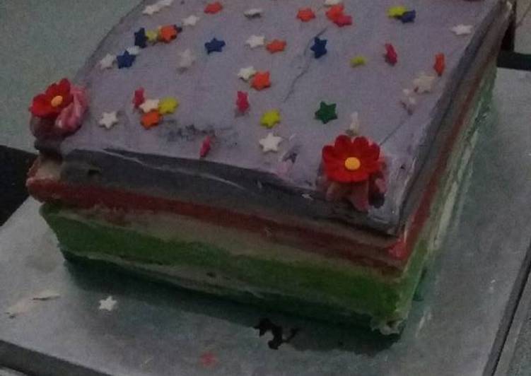 Resep Rainbow cake kukus - rieya Leena