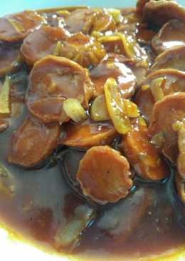 Sosis sapi lada hitam saus padang