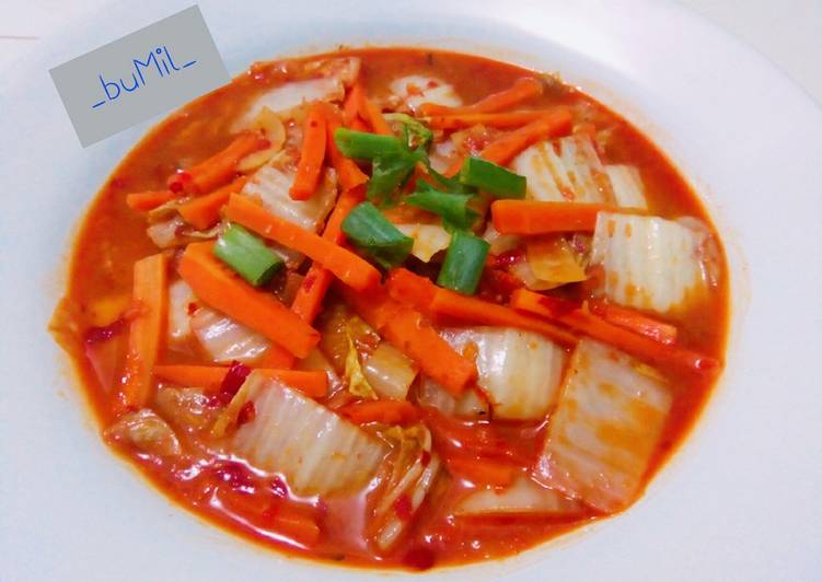 resep makanan Cah Sawi Putih Kuah Merah??buMil