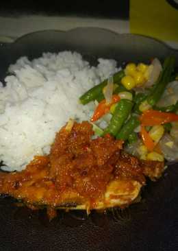 Pindang salem sambel lalah, tumis kacang panjang jagung manis