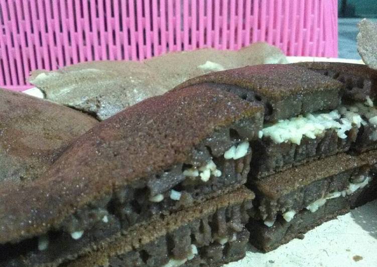 resep lengkap untuk Terang Bulan Teflon cokelat isi keju