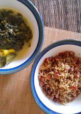 Sayur daun singkong dan kering teri kacang