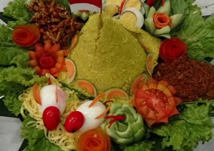 bahan dan cara membuat Nasi kuning tumpeng spesial 17an