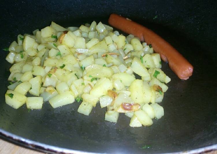 cara membuat Potato hash brown with sausage