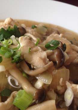 Ayam teriyaki dengan jamur shimeji