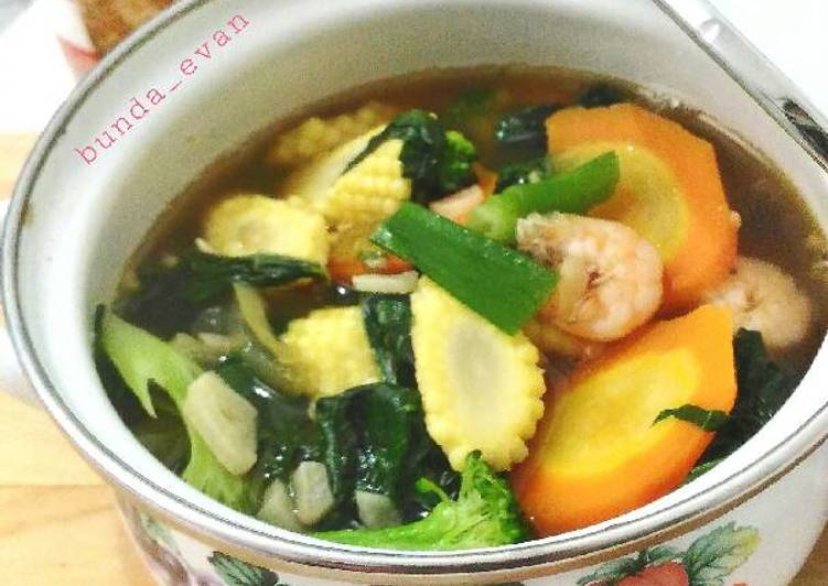 resep lengkap untuk Capcay udang Kuah Simpel