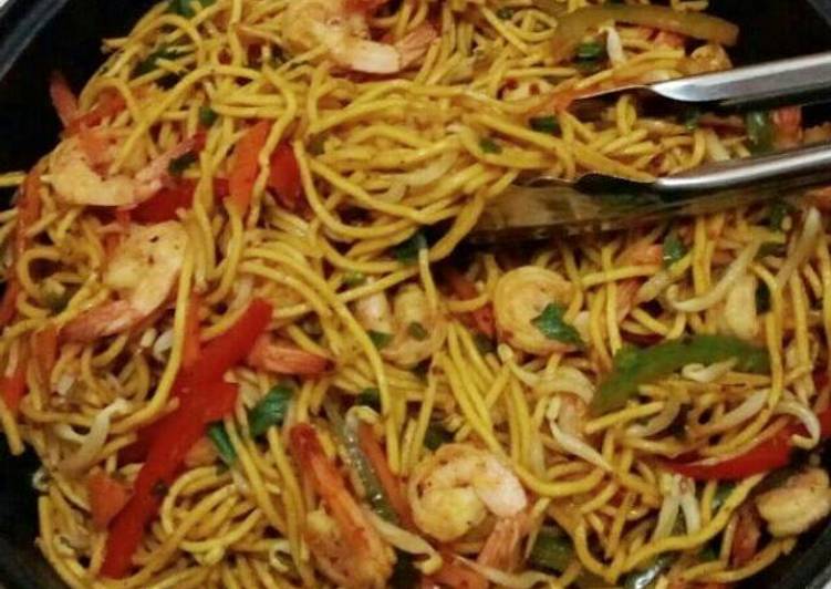 bahan dan cara membuat Shrimp & Veggie Lo Mein