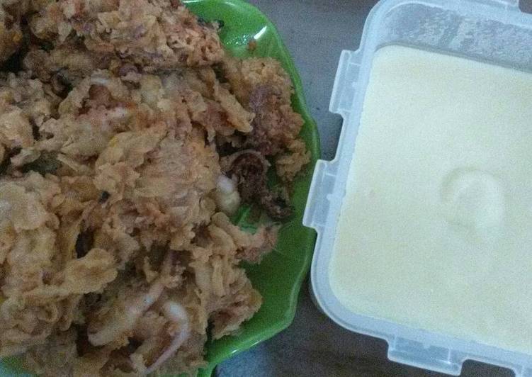 resep masakan Cheesse sauce (saus keju baluran cumi tepung kriukk)