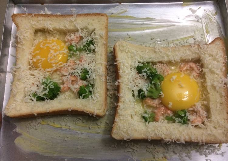 cara membuat Roti panggang telur brokoli udang