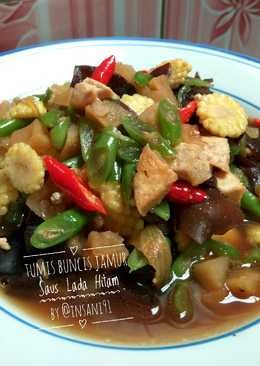 Tumis Buncis Jamur Saus Lada Hitam ð®ð Cepat, simpel, No Daging