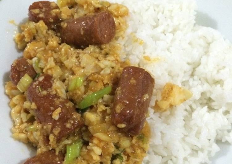 resep masakan BBQ Sausages & Scrambled Eggs