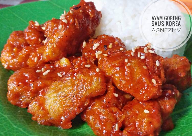 resep lengkap untuk Ayam Goreng Saus Korea (Korean Fried Chicken)