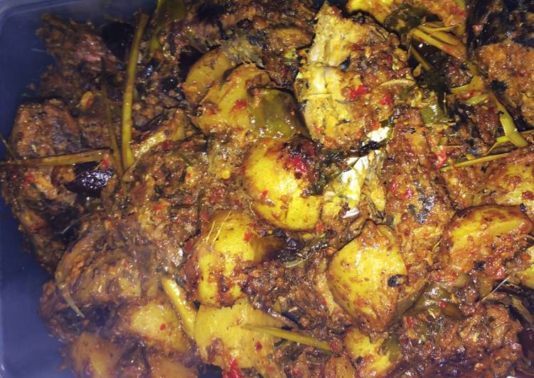 resep lengkap untuk Rendang ikan tongkol + kentang