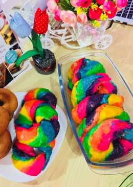 Rainbow donut eggless