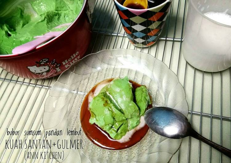 resep Bubur sumsum pandan super lembut, kuah santan+gulmer