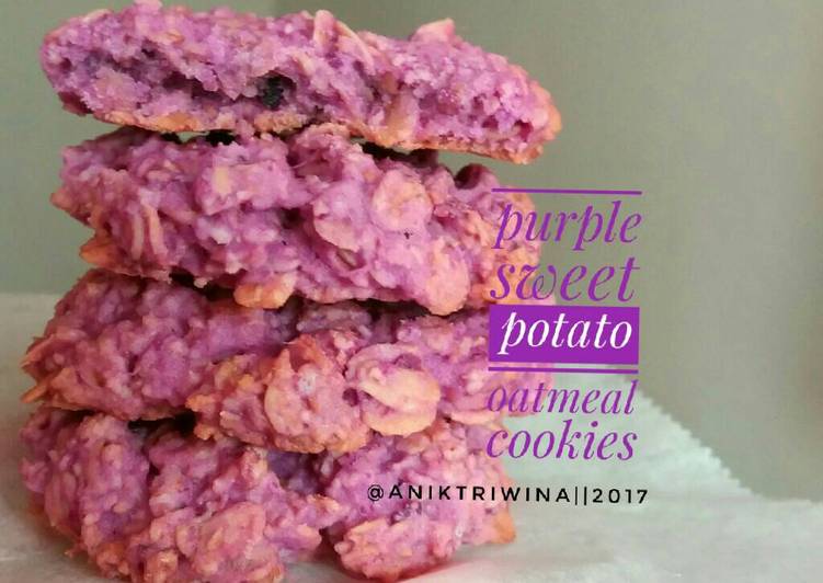 gambar untuk cara membuat Purple Sweet Potato Oatmeal Cookies