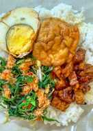 Tahu-Telur Bumbu Bali + Sayur Urap + Tempe Orek