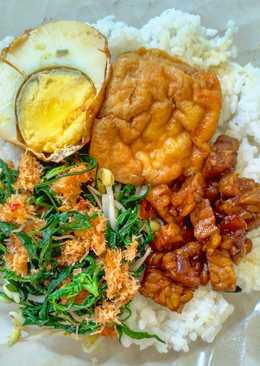 Tahu-Telur Bumbu Bali + Sayur Urap + Tempe Orek