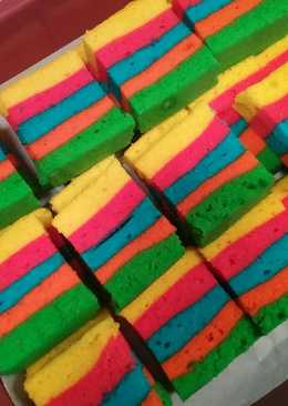 Rainbow cake kukus simpel