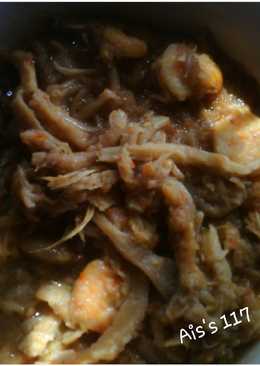 Tumis jamur udang pedas gurih