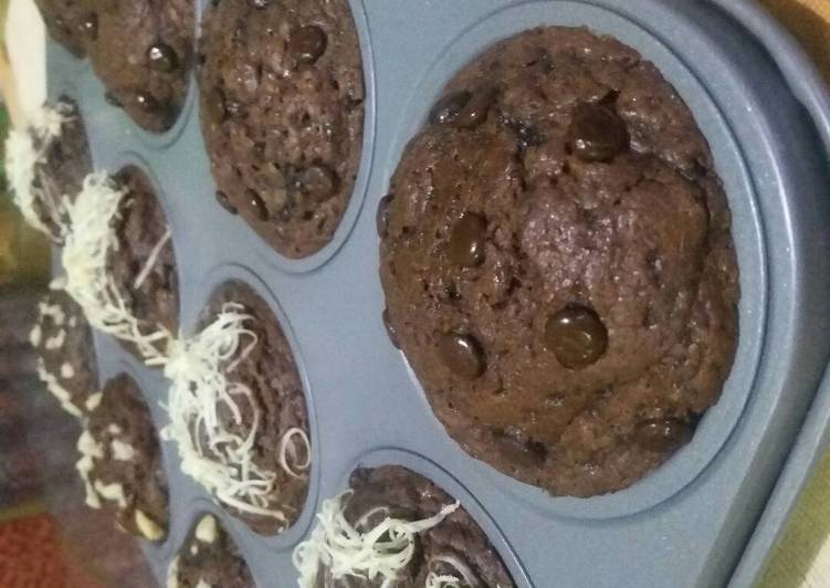 cara membuat Muffin double cokelat yg nyoklat bgt