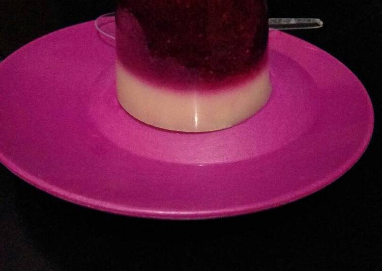 resep Puding buah naga susu