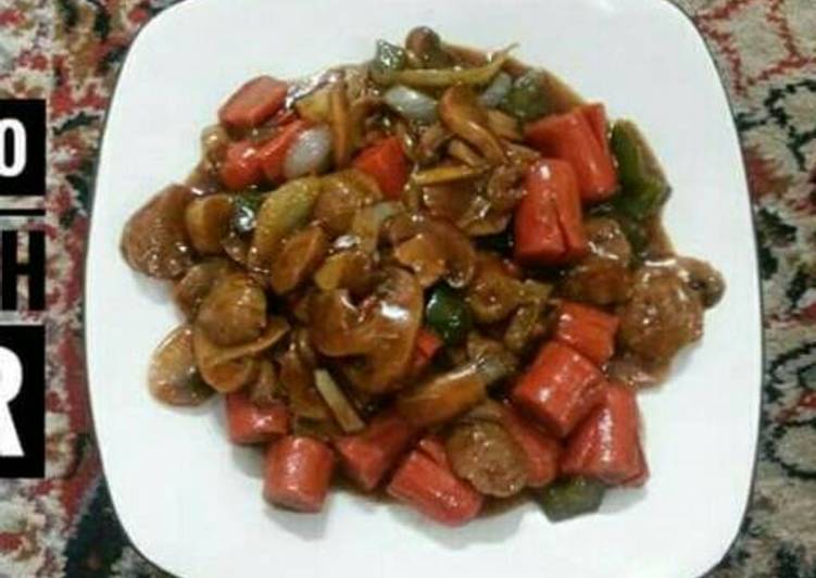 gambar untuk resep makanan Tumis bakso sosis cah jamur