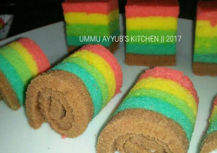 resep Mini Rainbow Roll Cake