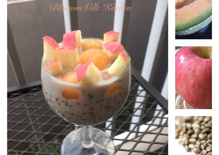 resep lengkap untuk Puding Chia Seed Cantaloupe Apple