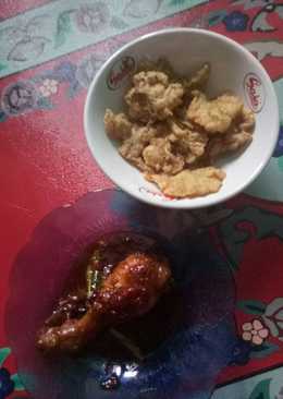 Ayam kecap, jamur crispy