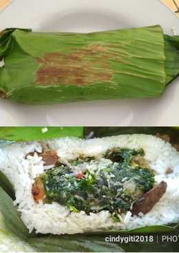 Nasi Bakar Ayam Dengan Sambal Daun Melinjo Mix Teri Asin Pedas