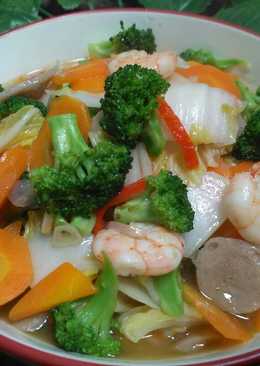 Capcay Udang Bakso (saus Tiram)