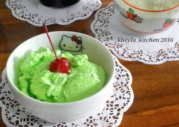 gambar untuk cara membuat Ice cream matcha / es krim green tea murah tanpa whipcream