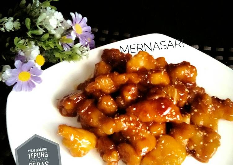 resep masakan Ayam goreng tepung saus madu pedas