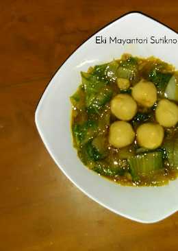 Tumis Sawi Putih Bakso Kuah Kaldu Sapi